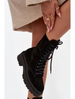 Dámské workery z přírodní semišové kůže vyhřívané Zazoo 4213 Černé