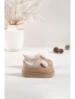 Dětské sněhule s výšivkou a mašlí Béžové Daven Dětské sněhule s výšivkou a mašlí Béžové Daven