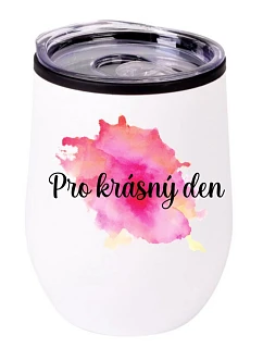 Termohrnek "bowl" - Akvarelový otisk Pro krásný den - bílý