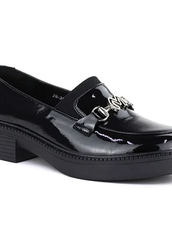 Dámské kožené mokasíny na silné podrážce černé Vinceza 39985