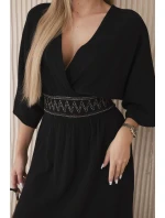 Mušelínové šaty s výšivkou v pase černý