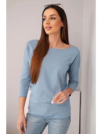 Dámská halenka s lodičkovým výstřihem jeansová