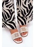 Elegantní dámské pantofle s ozdobou na plochém podpatku bílé Lovehia