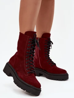 Dámské workery z pravé nubukové kůže s vyhříváním Zazoo 4213 bordó