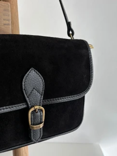 Kožená semišová taška přes rameno Černá Norla