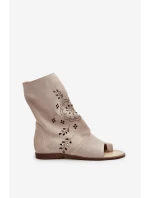 Zazoo 3437 Dámské Semišové Sandály S Hřbetem Na Zip Světle Béžové Zazoo 3437 Dámské Semišové Sandály S Hřbetem Na Zip Světle Béžové