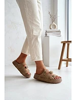 Dámské pantofle na masivní platformě s řemínky Big Star Béžové