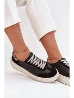 Dámské kožené tenisky na platformě s leopardím vzorem Zazoo – černé Dámské kožené tenisky na platformě s leopardím vzorem Zazoo – černé