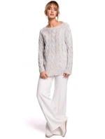 Svetr s výstřihem Bateau M511 šedý - Moe Svetr s výstřihem Bateau M511 šedý - Moe