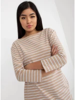 Dámské šaty LO SK LK 259.08 Béžová s bílou - Rue Paris