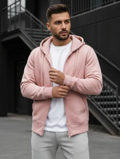 Pánská růžová mikina s kapucí FashionStreet BX4834