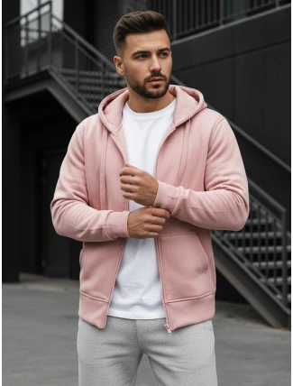 Pánská růžová mikina s kapucí FashionStreet BX4834