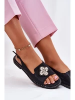 Dámské Sandály Na Plochém Podpatku S Ozdobným Detalem S.Barski KV51-080 Černé