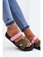 Dámské Pantofle Na Suchý Zip Vinceza 17401 Zeleno-Růžové