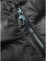 Černo-béžová dámská oboustranná zimní bunda s kapucí (B8203-1046)