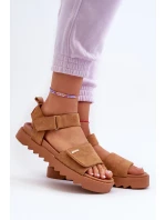 Dámské semišové sandály na platformě Big Star NN274705 Hnědé