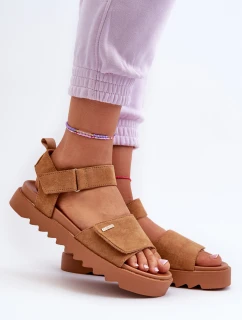 Dámské semišové sandály na platformě Big Star NN274705 Hnědé