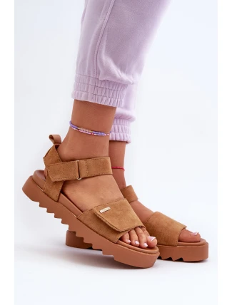 Dámské semišové sandály na platformě Big Star NN274705 Hnědé