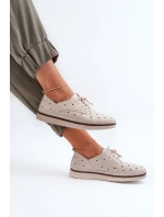 Bílé dámské kožené polobotky S.Barski LR182