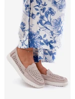 Kožené Dámské Mokasíny S Vzorováním Vinceza 88028 Béžové