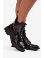 Lakované dámské boty z přírodní kůže D&A – černé