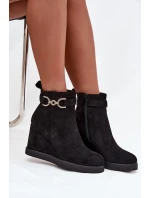 Dámské kotníkové boty na platformě s ozdobným detailem Černé Marivana