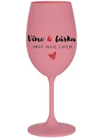 VÍNO A LÁSKA: OBOJÍ ZRAJE ČASEM - růžová sklenice na víno 350 ml VÍNO A LÁSKA: OBOJÍ ZRAJE ČASEM - růžová sklenice na víno 350 ml