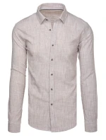 Pánská košile s dlouhým rukávem a jemným proužkem béžová FashionStreet DX2657