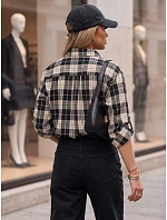 Dámská kostkovaná košile s bavlnou, černá, FashionStreet DY0495