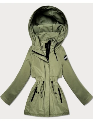 Prosta kurtka z kapturem i trokiem w talii Goodlookin khaki (KK60418-3#)