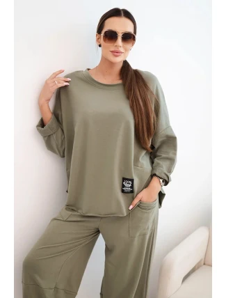 Komplet bavlněný mikina + kalhoty světlá khaki Komplet bavlněný mikina + kalhoty světlá khaki