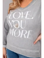 Dámská blůza Plus Size s potiskem Love You More šedá