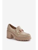 Zazoo 20175 Lakované Polobotky Dámské Na Podpatku Přírodní Kůže Světle Béžové