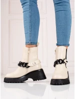 Jedinečné hnědé dámské kotníčkové boty na plochém podpatku Jedinečné hnědé dámské kotníčkové boty na plochém podpatku