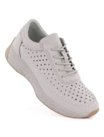 Dámské kožené ažurové polobotky Sergio Leone SP013 v šedé barvě