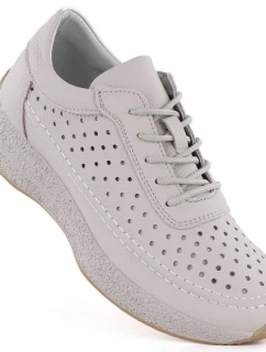 Dámské kožené ažurové polobotky Sergio Leone SP013 v šedé barvě