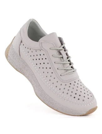 Dámské kožené ažurové polobotky Sergio Leone SP013 v šedé barvě