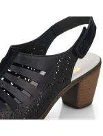 Dámské pohodlné kožené sandály na podpatku Rieker 40959-00