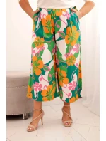 Dámské kalhoty Plus Size z viskózy s květinovým vzorem oranžová
