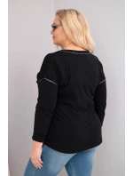 Dámská blůza Plus Size s nápisem Love You More roztrhaná černá