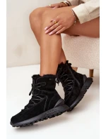 Semišové Zimní Boty Pro Ženy S Kožíškem Big Star SS274319 Černé