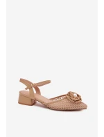 Dámské sandály na klínku s ozdobným detailem tmavě béžové Vionessa