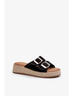 Dámské pantofle se zapleteným eko semišovým černým Zaloemi