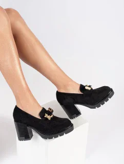 Exkluzívní dámské černé polobotky na širokém podpatku