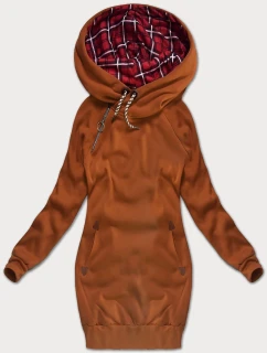 Dlouhá dámská mikina v karamelové barvě (AMG-738/1)