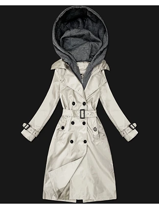 Klasický trenčkot s odnímatelnou kapucí Goodlookin light beige (T2-2252#-12)