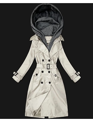 Klasický trenčkot s odnímatelnou kapucí Goodlookin light beige (T2-2252#-12)