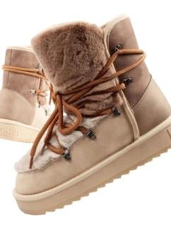 D.Franklin sněhule dámské zimní módní kožešinové zateplené hnědé béžové vysoké dámské