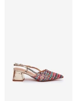 Sandály Na Podpatku S Pletením A Špičatými Nosy Multikolor Resterri