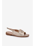 Elegantní Sandály S Dekorací Na Plochém Podpatku S.Barski KV51-003 Zlaté